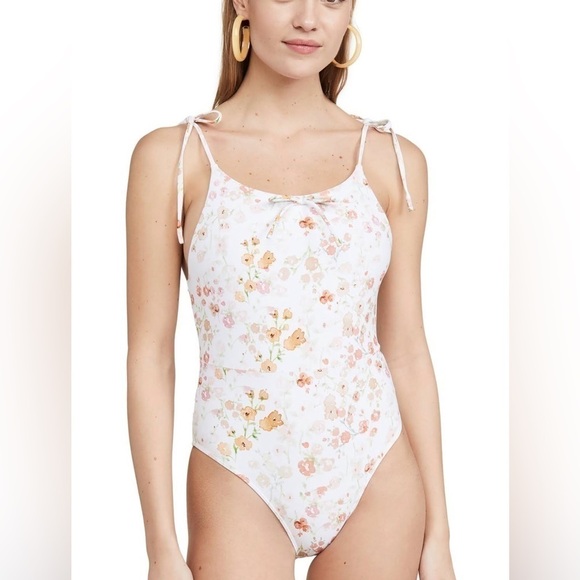 Charlie Holiday Oahu one piece pants floral tie strap bathing suit nwt small - Picture 1 of 7